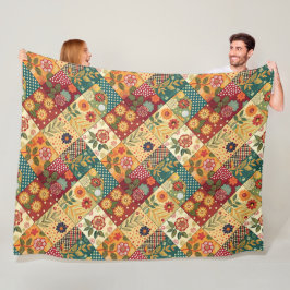 Manta Polar Estampado de Colcha Floral Caprichoso