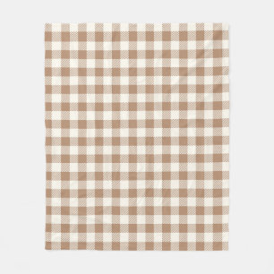 Manta Polar Estampado de cuadros gingham boho en marrón claro