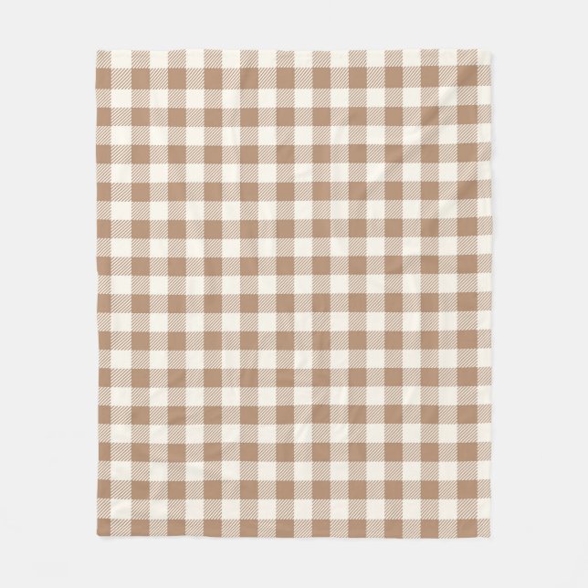 Manta Polar Estampado de cuadros gingham boho en marrón claro (Anverso)