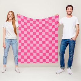 Manta Polar Estampado de cuadros rosados