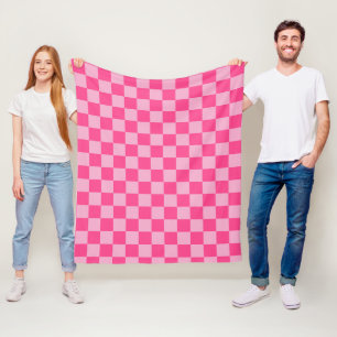 Manta Polar Estampado de cuadros rosados