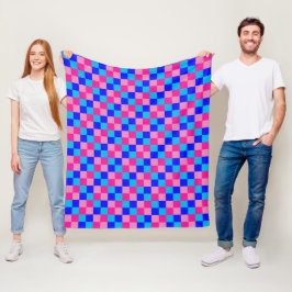 Manta Polar Estampado de cuadros rosas y azules