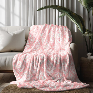 Manta Polar Estampado de damascos florales blancos y rosados
