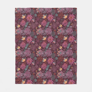 Manta Polar Estampado de flores abstracto con los pájaros