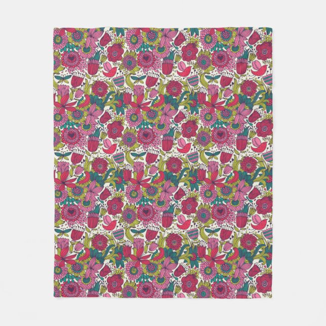 Manta Polar Estampado de flores brillante (Anverso)