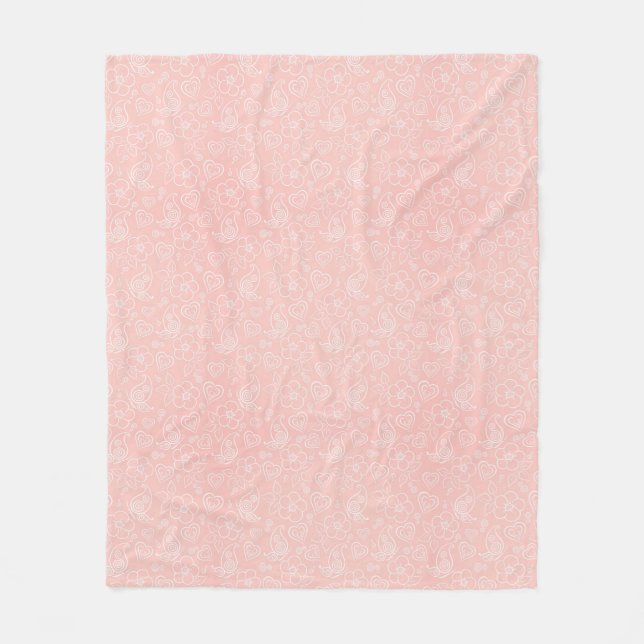 Manta Polar Estampado de flores decorativo (Anverso)