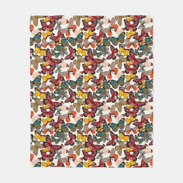 Manta Polar Estampado de flores retro 2 (Anverso)