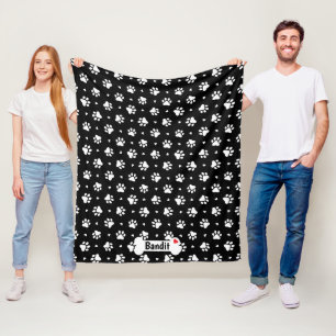 Manta Polar Estampado de huellas de patas de perro y corazones