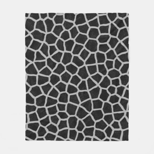 Manta Polar Estampado de jirafa en negro y blanco (Anverso)
