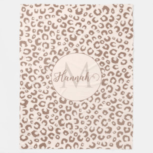 Manta Polar Estampado de leopardo bronceado de mousse y moca