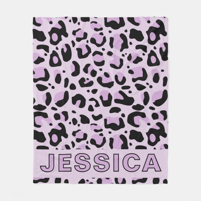 Manta Polar Estampado de leopardo rosa lavanda clásico (Anverso)