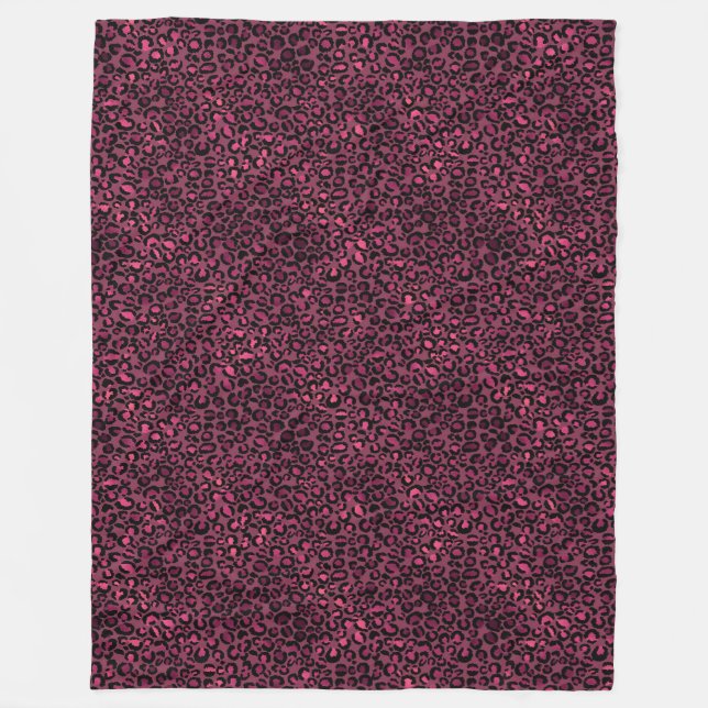Manta Polar Estampado de leopardo rosa negro Glam (Anverso)