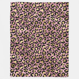 Manta Polar Estampado de leopardo rosa y dorado