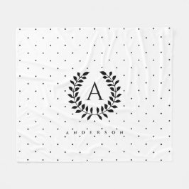Manta Polar Estampado de lunares en blanco y negro con monogra