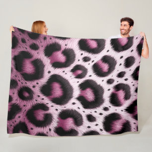 Manta Polar Estampado de manchas de piel de leopardo rosa y ne