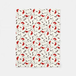 Manta Polar Estampado de plores rojo delicado