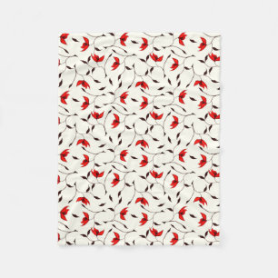 Manta Polar Estampado de plores rojo delicado