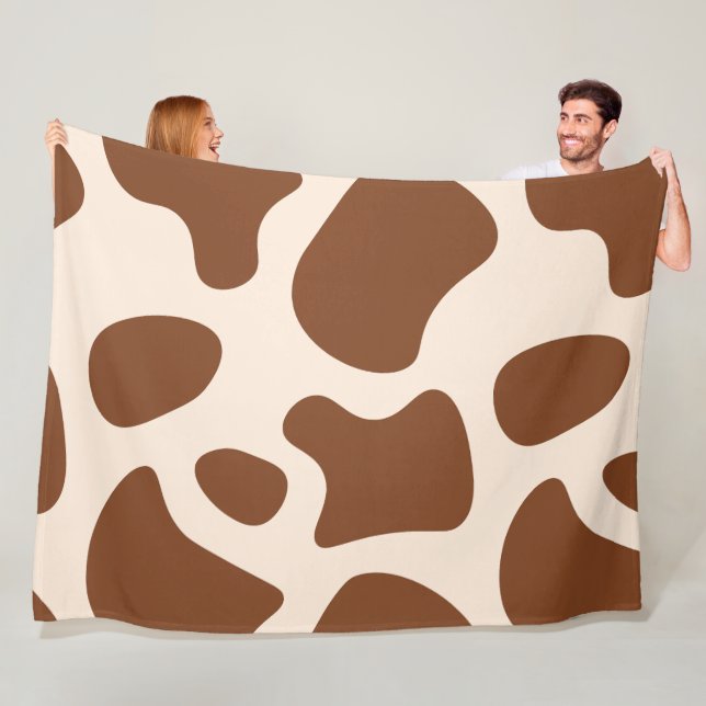Manta Polar Estampado de vaca rosa y marrón (In situ)