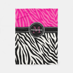 Manta Polar Estampado de zebra rosado negro femenino moderno