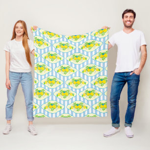Manta Polar Estampado floral de limones azules y amarillos ver