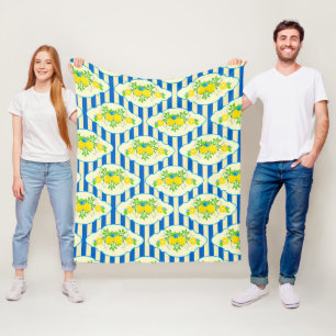 Manta Polar Estampado floral de limones azules y amarillos ver