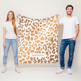 Manta Polar Estampado leopardo de oro