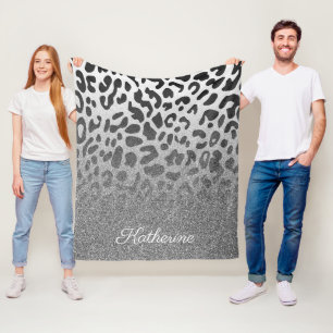 Manta Polar Estampado leopardo del purpurina
