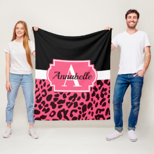 Manta Polar Estampado leopardo rosado