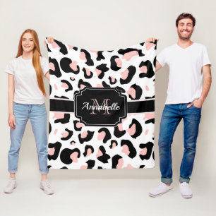 Manta Polar Estampado leopardo rosado