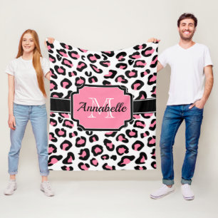 Manta Polar Estampado leopardo rosado