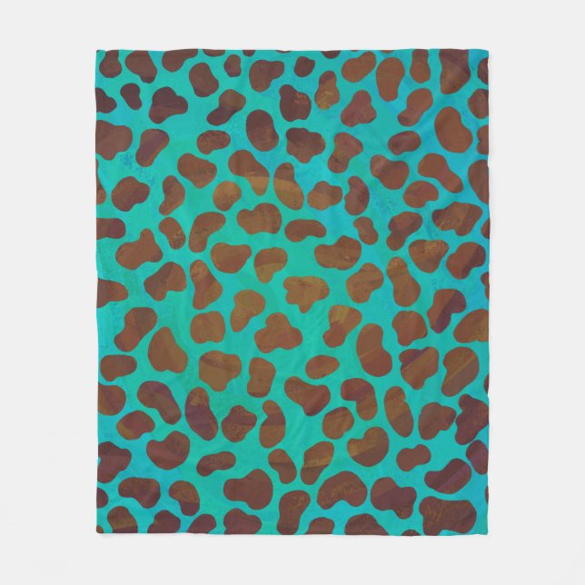 Manta Polar Estampado marrón y azul teñido dálmata (Anverso)