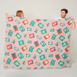 Manta Polar Estampillas de retro Navidades