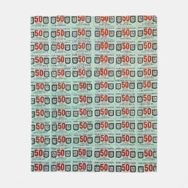 Manta Polar Estampillas verdes retro