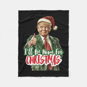 Manta Polar Estaré en casa para los Navidades de Santa Trump N