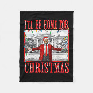 Manta Polar Estaré en casa para los Navidades Santa Funny Trum