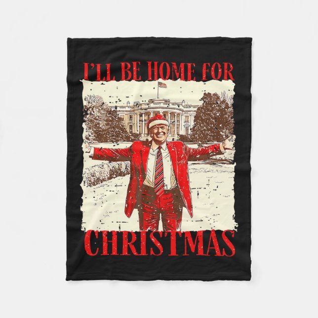 Manta Polar Estaré en casa para los Navidades Santa Funny Trum (Anverso)