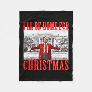 Manta Polar Estaré en casa para los Navidades Santa Funny Trum