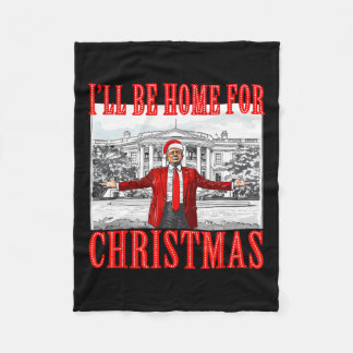 Manta Polar Estaré en casa para los Navidades Santa Funny Trum