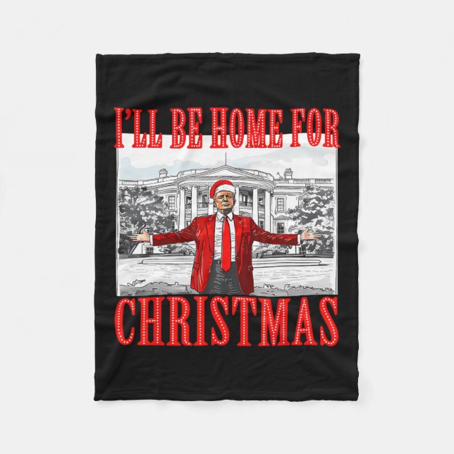 Manta Polar Estaré en casa para los Navidades Santa Funny Trum (Anverso)