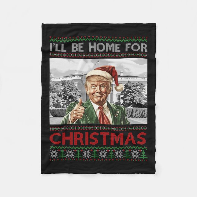 Manta Polar Estaré en casa para los Navidades Santa Funny Trum (Anverso)