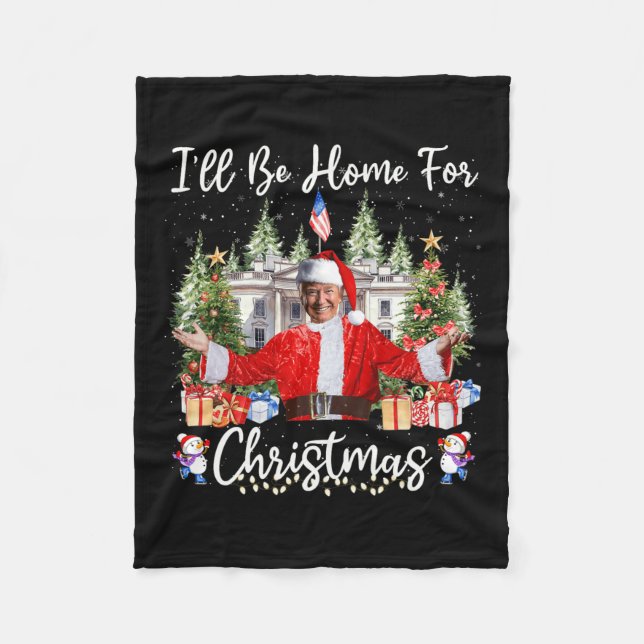Manta Polar Estaré en casa para los Navidades Santa Funny Trum (Anverso)