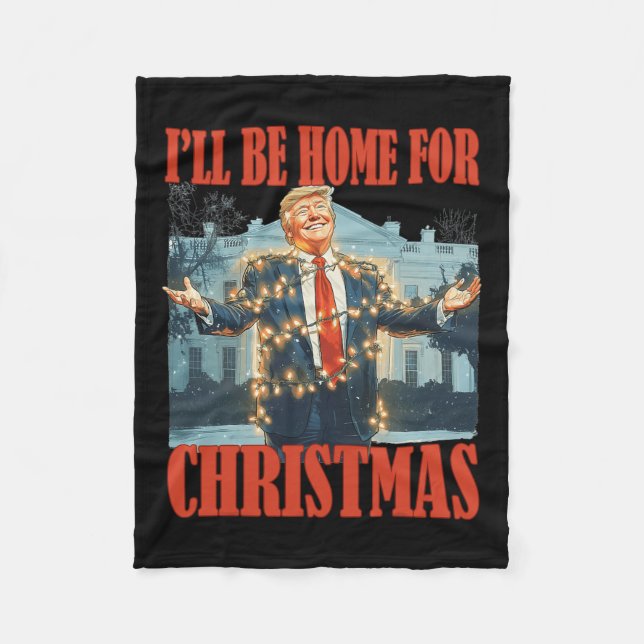 Manta Polar Estaré en casa para los Navidades Santa Funny Trum (Anverso)