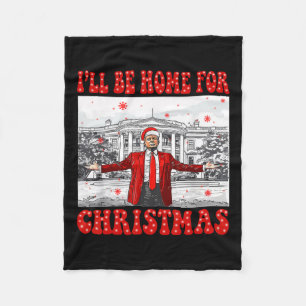 Manta Polar Estaré en casa para los Navidades Santa Funny Trum
