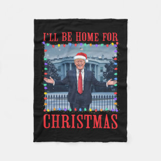 Manta Polar Estaré en casa para los Navidades Santa Funny Trum