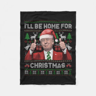 Manta Polar Estaré en casa para los Navidades Santa Trump 2024