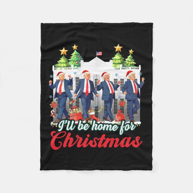 Manta Polar Estaré en casa para los Navidades Trump Divertidas (Anverso)