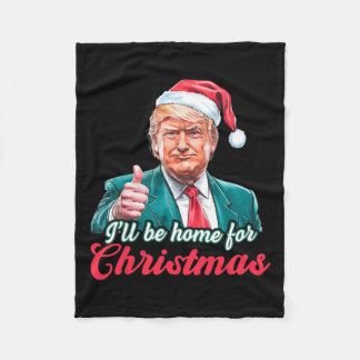 Manta Polar Estaré en casa para Navidades Divertido Santa Clau