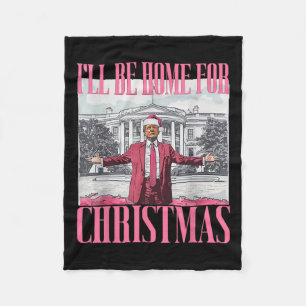Manta Polar Estaré en casa para Navidades Divertidos Santa Don
