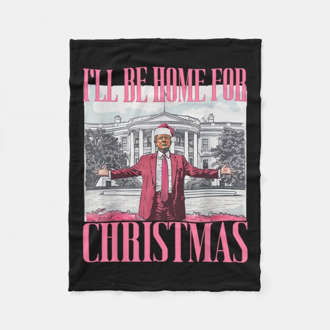 Manta Polar Estaré en casa para Navidades Divertidos Santa Don (Anverso)