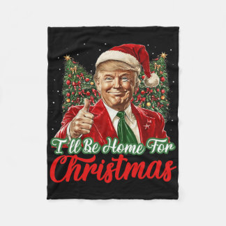 Manta Polar Estaré en casa para Navidades Navidad Trump Pajama